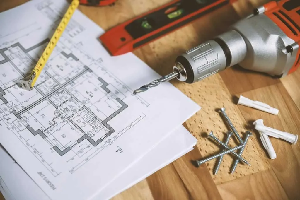 tools and blueprints for home improvement project