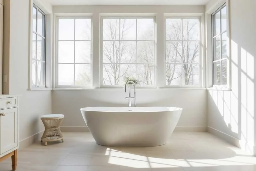 amazingly remodeled bathroom with free standing tub