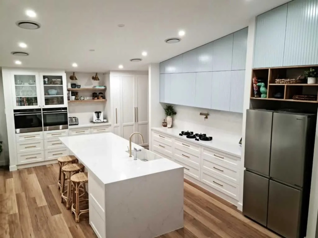 kitchen with flat pack cabinets and kitchen island